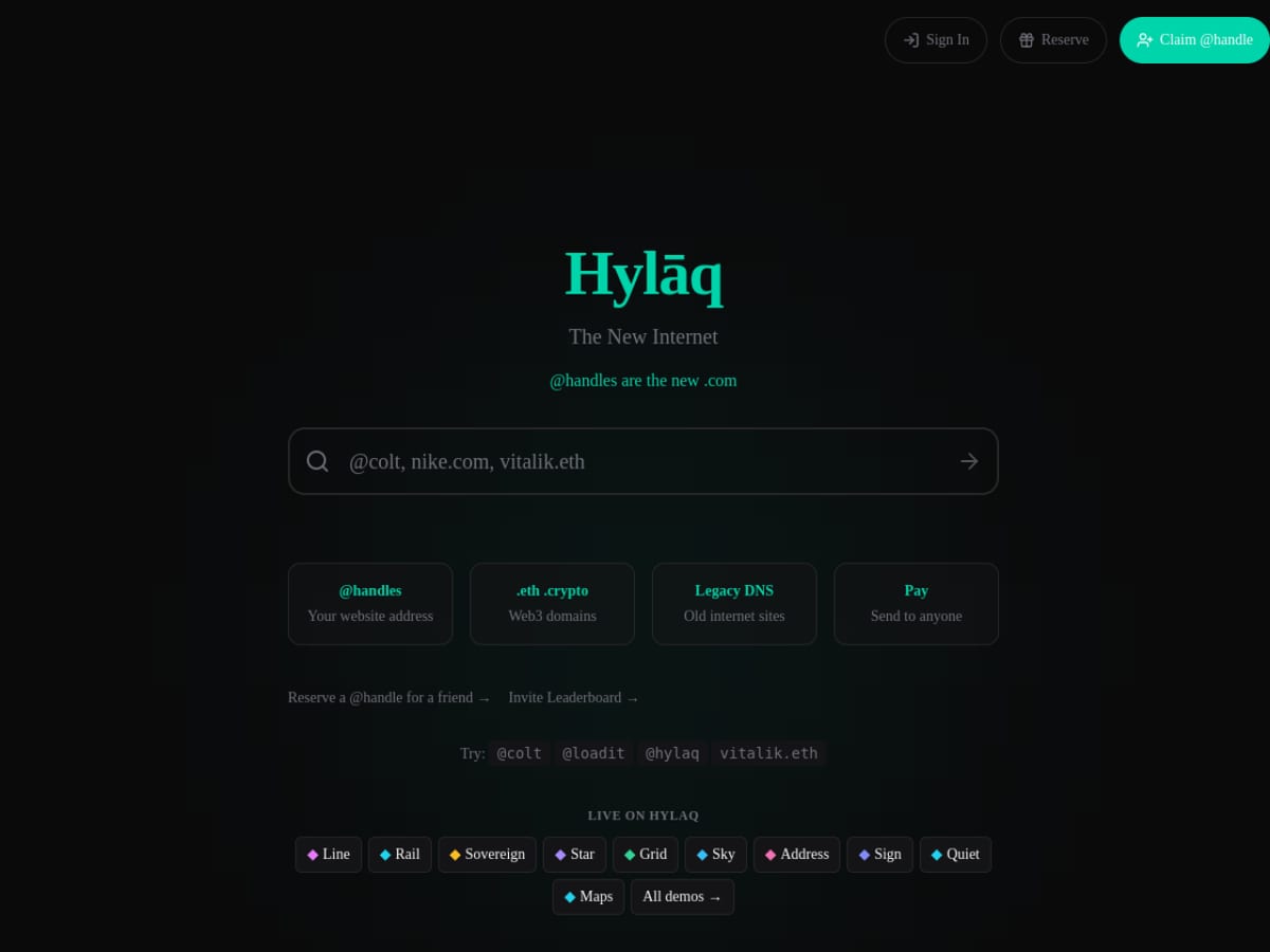 Screenshot of the Hylaq website