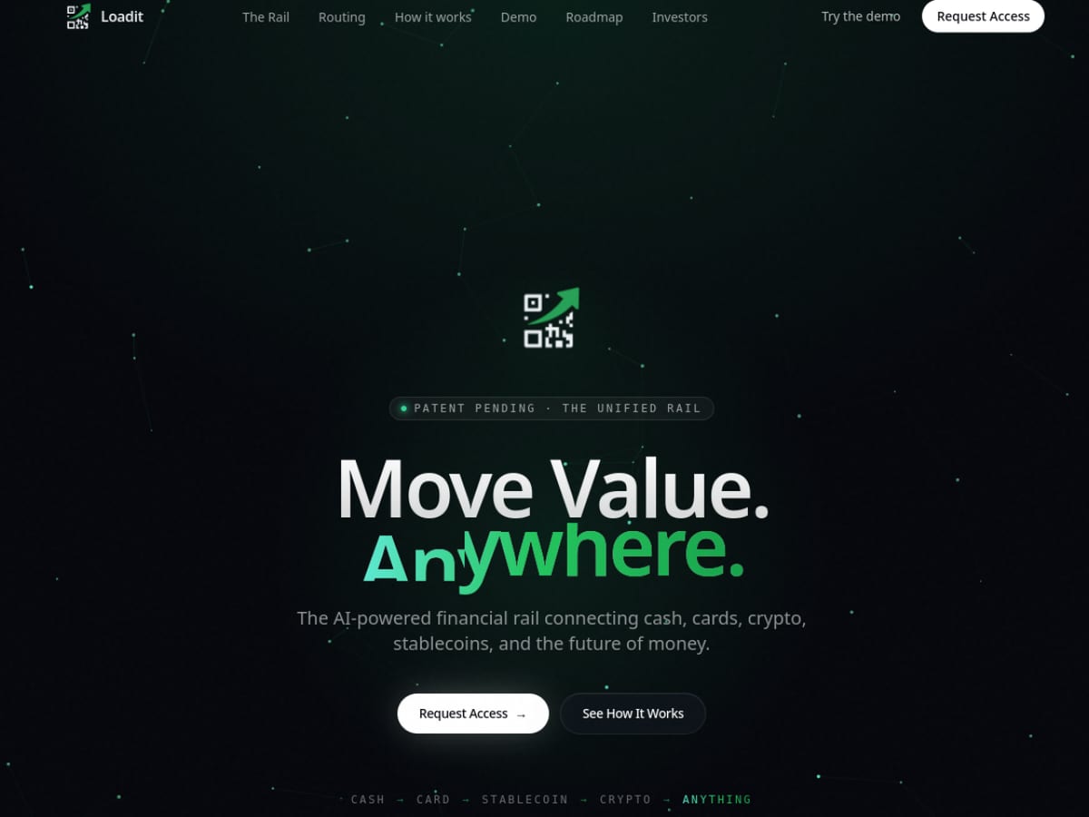 Screenshot of the Loadit website